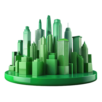 beautiful minimalist Green Cityscape Skyline Silhouette Transparent Background high quality png