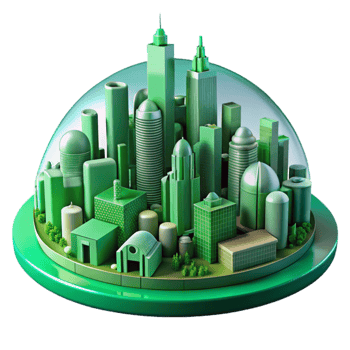 serene classic Green Cityscape Transparent Background Futuristic Design detailed png
