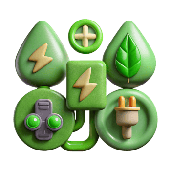elegant traditional Green Energy Icons Set Isolated Element genuine png