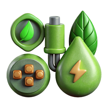 serene contemporary Green Energy Icons Set Isolated Element detailed png