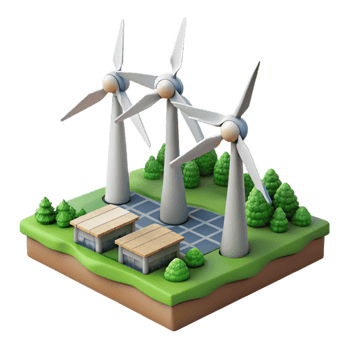 dramatic contemporary Green Energy Production Isolated Wind Turbine Farm exclusive png