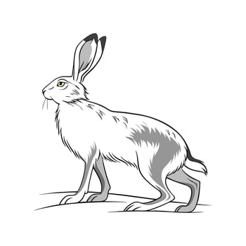 Detailed Silver Fox Rabbit Colorful Illustration vector