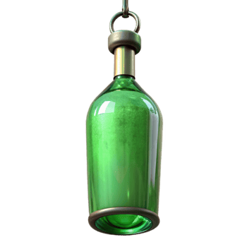 beautiful modern Green Glass Bottle Wind Chime Transparent Background professional png