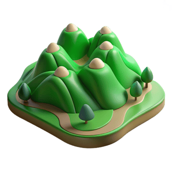 wonderful artistic Green Hills and Valleys Cutout Top Down View professional png