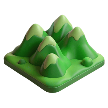 vibrant rustic Green Hills Cutout Aerial Perspective detailed png