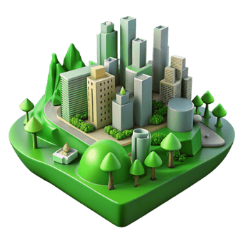 vibrant rustic Green Infrastructure Cityscape Transparent Background Element professional png