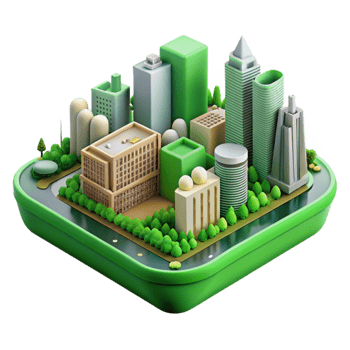 impressive traditional Green Infrastructure Cityscape Transparent Background Element premium png
