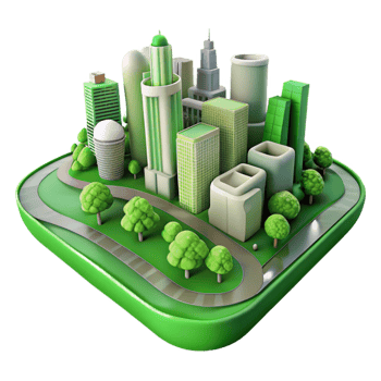 extraordinary artistic Green Infrastructure Cityscape Transparent Background Element premium png