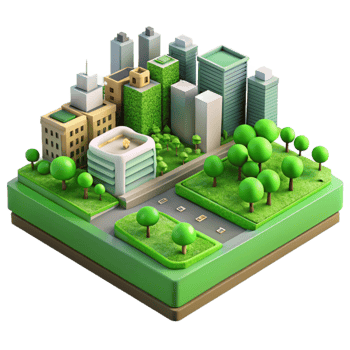 dramatic modern Green Infrastructure for Resilient Urban Spaces Transparent Background detailed png