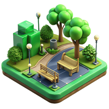 elegant classic Green Infrastructure Projects Isolated Park Scene authentic png
