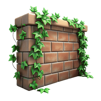 impressive rustic Green Ivy Climbing Brick Wall Cutout genuine png