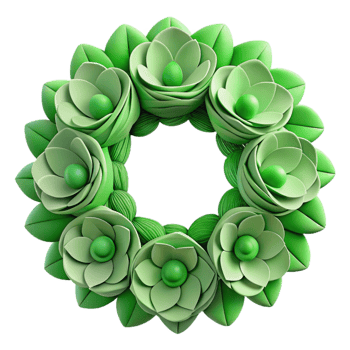 elegant modern Green Layered Paper Cut Floral Wreath Transparent Background original png
