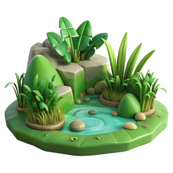 magnificent vintage Green Leafy Wetland Ecosystem Cutout Transparent Background authentic png
