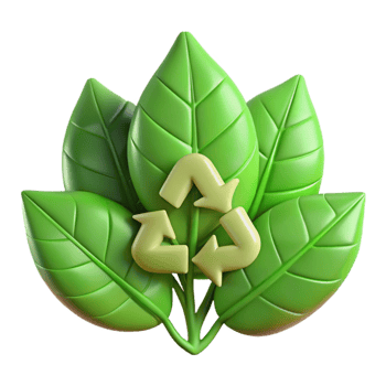 serene modern Green Leaves and Recycle Symbol Transparent Background premium png