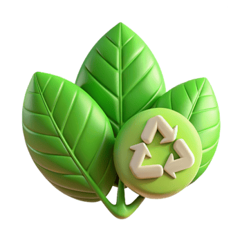 impressive minimalist Green Leaves and Recycle Symbol Transparent Background professional png