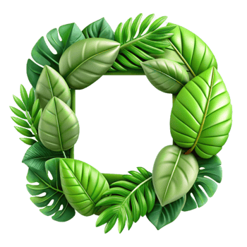 magnificent classic Green Leaves Border Frame Transparent Background premium png
