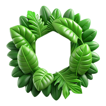 vibrant traditional Green Leaves Border Frame Transparent Background premium png