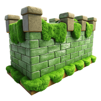 vibrant creative Green Moss Covering City Wall Isolated original png