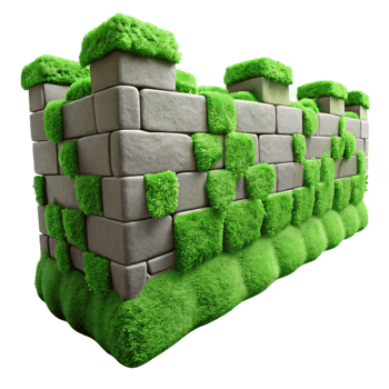 beautiful contemporary Green Moss Covering City Wall Isolated high quality png