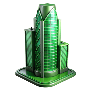 dramatic traditional Green Skyscraper Modern Design Transparent Background Element professional png