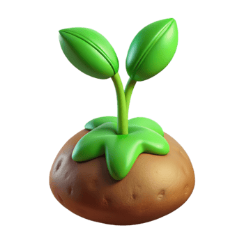 dramatic minimalist Green Sprout Emerging From Seed Transparent Background detailed png