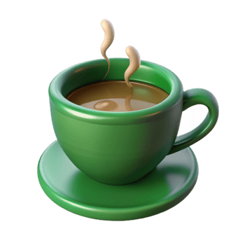 beautiful contemporary Green Teacup with Steam Top View Cutout high quality png