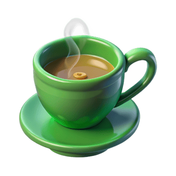 impressive creative Green Teacup with Steam Top View Cutout high resolution png