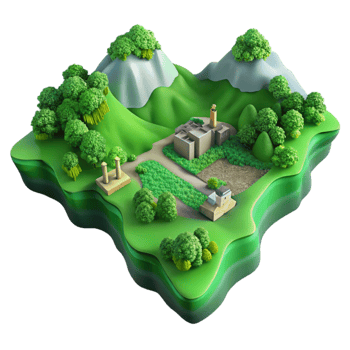 vibrant contemporary Green Valley Aerial View Cutout Soft Lighting detailed png