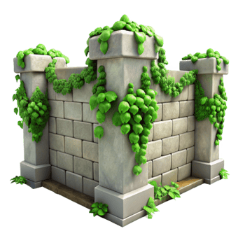 dramatic classic Green Vines Covering City Wall Isolated authentic png