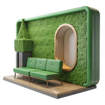 beautiful modern Green Wall with Integrated Seating Cutout Modern Design authentic png