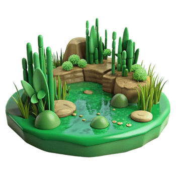 impressive modern Green Wetland Ecosystem Panorama Cutout high resolution png