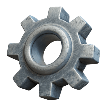 stunning minimalist Grey 3d Printed Gear Transparent Background exclusive png