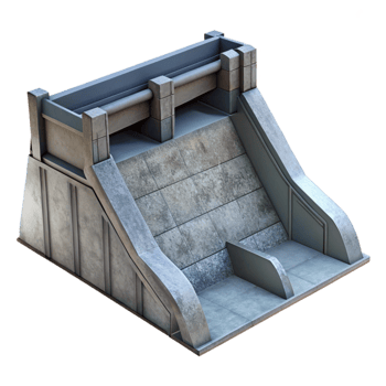 serene artistic Grey Concrete Dam Spillway Detail Cutout original png