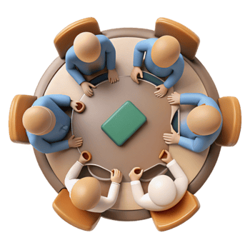 elegant classic Group Brainstorming Meeting Cutout with Top View Perspective png