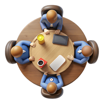 wonderful contemporary Group Brainstorming Meeting Cutout with Top View Perspective high quality png