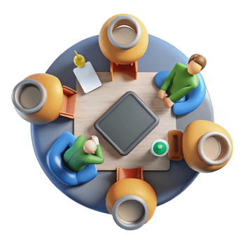 beautiful vintage Group Brainstorming Meeting Cutout with Top View Perspective premium png