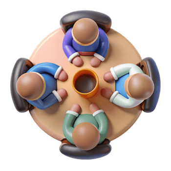 vibrant traditional Group Brainstorming Session Cutout Top View high resolution png