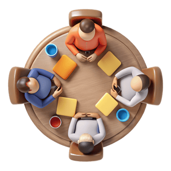 beautiful vintage Group Brainstorming Session Cutout Top View exclusive png