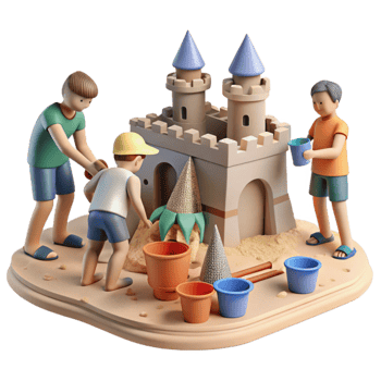 magnificent traditional Group Building Sandcastle on Beach Cutout detailed png