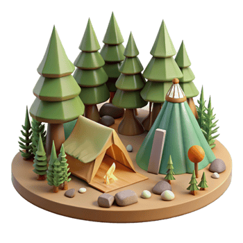 wonderful abstract Group Camping in Forest Cutout high resolution png