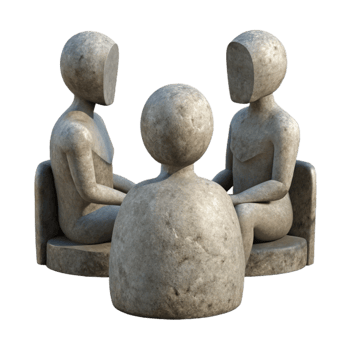 vibrant minimalist Group Discussion Silhouette Side View Isolated high quality png