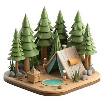 impressive vintage Group Camping in Forest Cutout high quality png