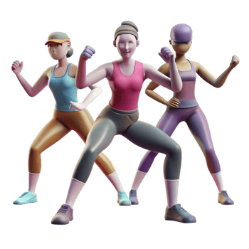 beautiful creative Group Fitness Class Silhouette Cutout with Dynamic Poses high resolution png