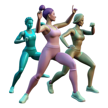 stunning vintage Group Fitness Class Silhouette Cutout with Dynamic Poses png