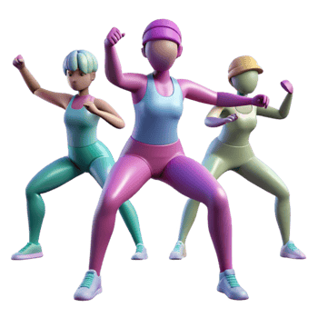 elegant vintage Group Fitness Class Silhouette Cutout with Dynamic Poses png