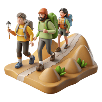 wonderful traditional Group Hiking Up Mountain Trail Transparent Background genuine png