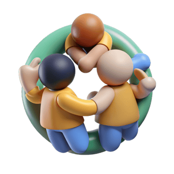 elegant abstract Group Hugging in Circle Cutout detailed png