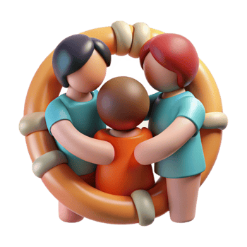 extraordinary classic Group Hugging in Circle Cutout premium png