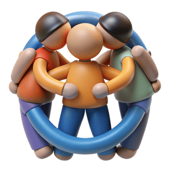 elegant creative Group Hugging in Circle Cutout genuine png