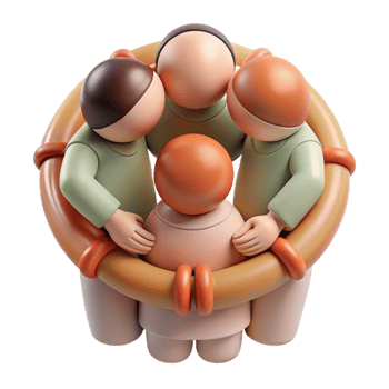extraordinary artistic Group Hugging in Circle Cutout original png